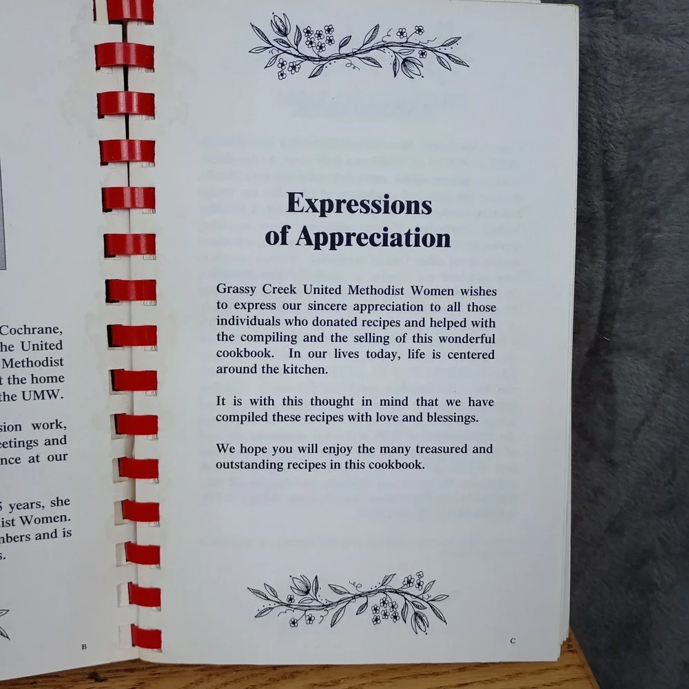 Grassy Creek United Methodist Church Cookbook State‎ Road, NC Spiral Vintage